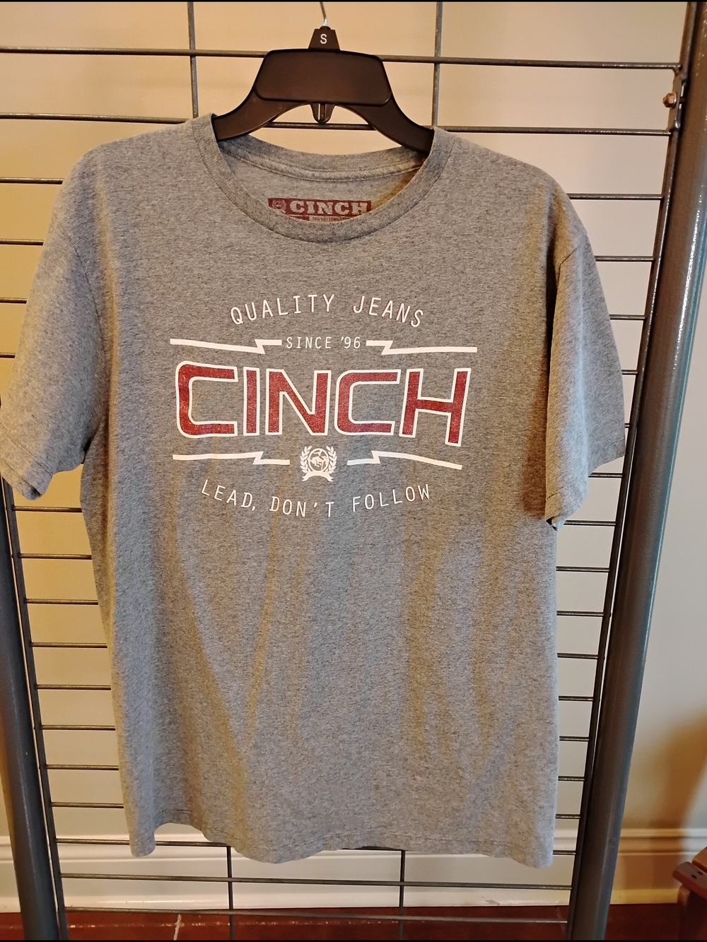 Cinch Men's Gray Logo Short Sleeve Tee Size Large